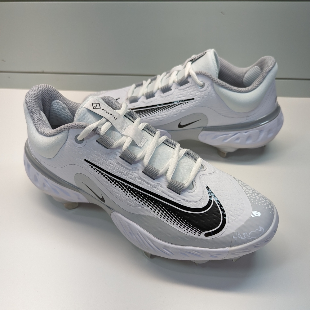 Nike Alpha Huarache Elite 4 Low White Wolf Grey Baseball Metal cleats sz Men's 7